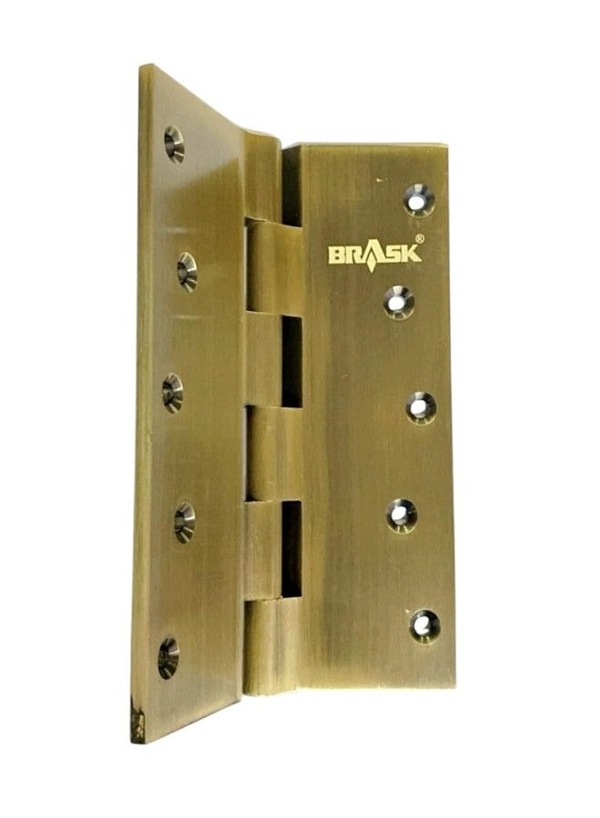 BRASK Brass Railway Hinges 6" x 2" x 3/16 (6 Inches x 4.5 Inches x 5 mm) Heavy Duty Brass Door Hinges | Soft Close - Welded Heads | Extra Heavy and Wide Main Door Hinges (1, Antique Brass) - Image 2