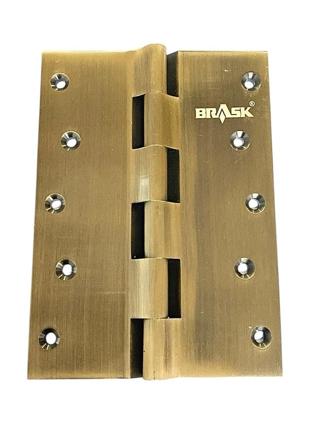 BRASK Brass Railway Hinges 6" x 2" x 3/16 (6 Inches x 4.5 Inches x 5 mm) Heavy Duty Brass Door Hinges | Soft Close - Welded Heads | Extra Heavy and Wide Main Door Hinges (1, Antique Brass) - Image 5