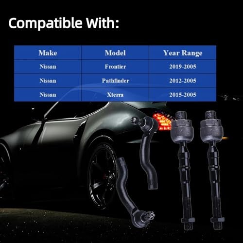 KFVF 4pc Front Outer Inner Tie Rod End Kit for Nissan Frontier 2005-2019, Pathfinder 2005-2012, Inner Outer Tie Rod End ES800048 ES800108 EV800106 for Nissan Xterra 2005-2015 - Image 2
