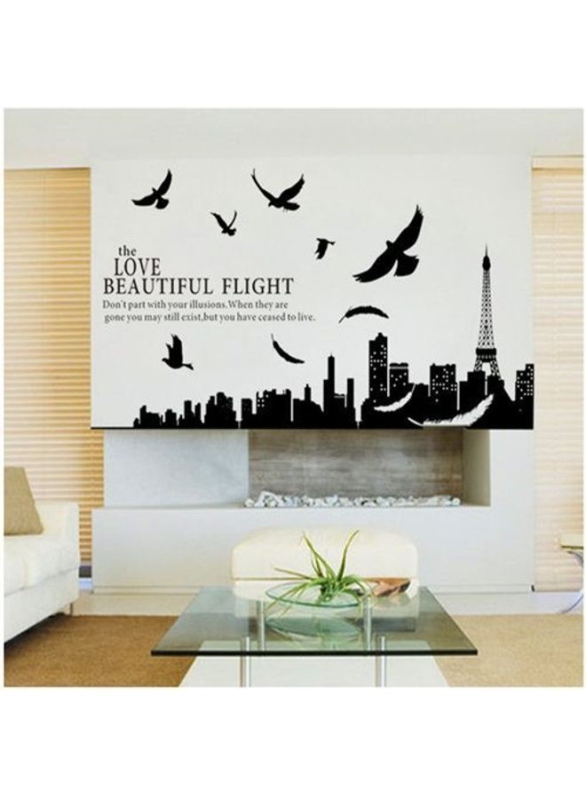 نيبمينينت Paris Eiffel Tower City Silhouette Wall Stickers Diy Mural Art Decal Self Adhesive Removable Pvc Wallpaper Decor Black 90X60cm - Image 2