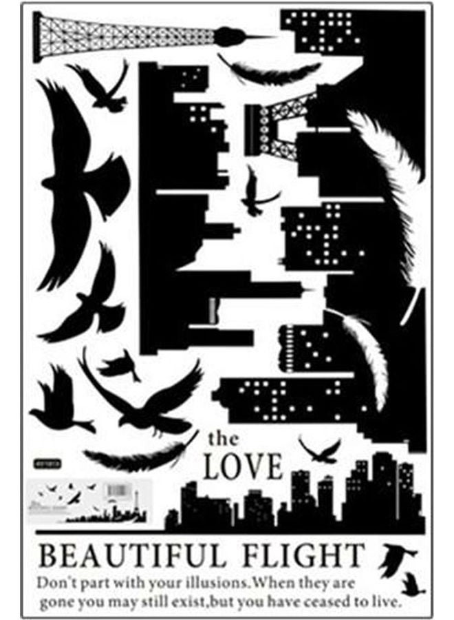 نيبمينينت Paris Eiffel Tower City Silhouette Wall Stickers Diy Mural Art Decal Self Adhesive Removable Pvc Wallpaper Decor Black 90X60cm - Image 1