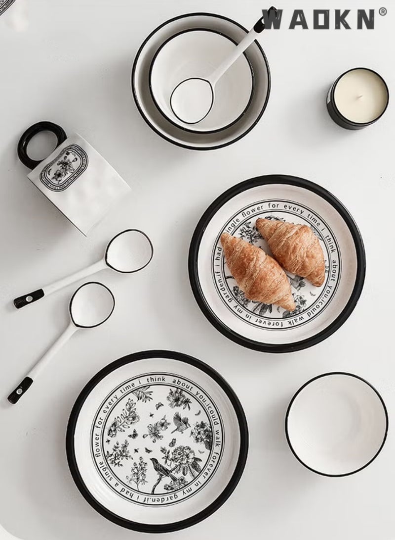 دبليو أيه أو كي أن مجموعة أدوات مائدة سيراميك من بينيليا فلاور، صندوق هدايا لشخص واحد، تتضمن وعاءً واحدًا، طبقًا واحدًا، كوبًا واحدًا، ملعقة واحدة، عيدان طعام - Image 5