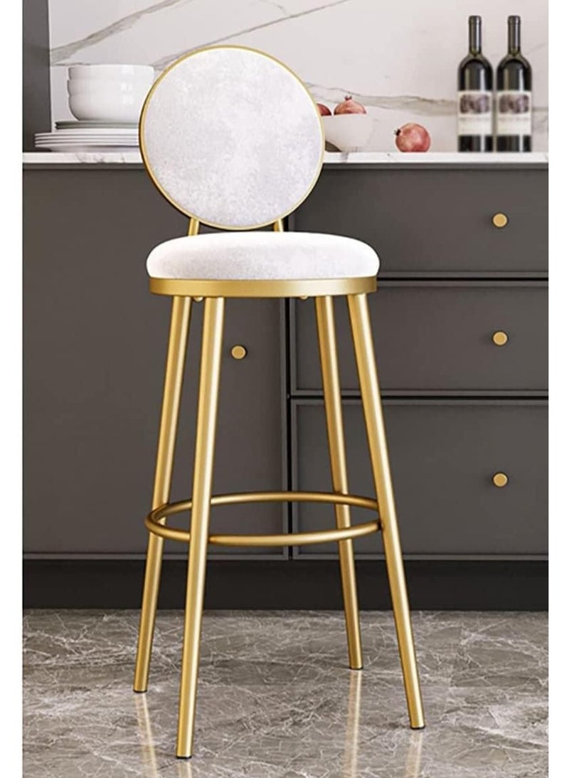 DubaiGallery Bar Stools Modern Velvet Home Bar Chair with Footrest Gold Legs Counter Stools Backrest Upholstered Bar Stool for Kitchen Island Living Room  - Image 1
