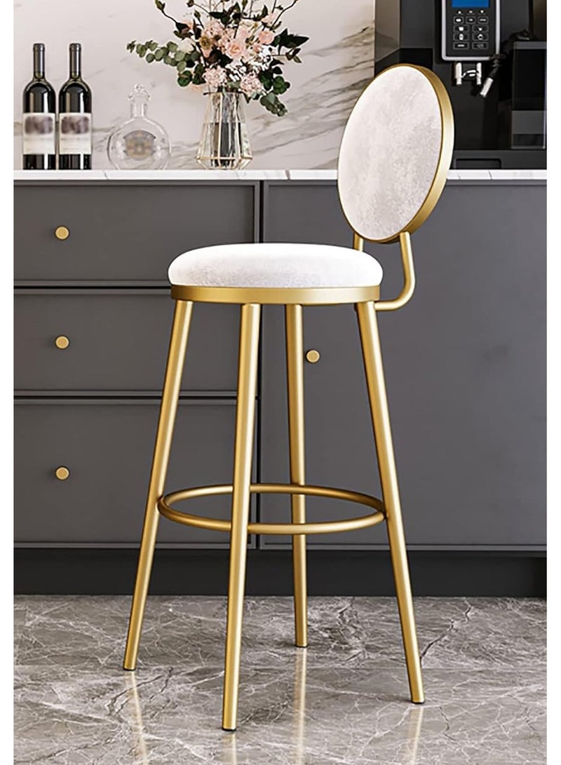 DubaiGallery Bar Stools Modern Velvet Home Bar Chair with Footrest Gold Legs Counter Stools Backrest Upholstered Bar Stool for Kitchen Island Living Room  - Image 2