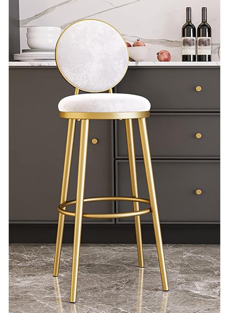 DubaiGallery Bar Stools Modern Velvet Home Bar Chair with Footrest Gold Legs Counter Stools Backrest Upholstered Bar Stool for Kitchen Island Living Room  - Image 3