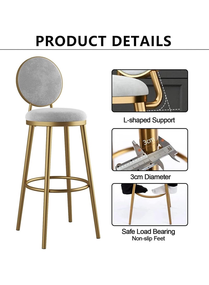 DubaiGallery Bar Stools Modern Velvet Home Bar Chair with Footrest Gold Legs Counter Stools Backrest Upholstered Bar Stool for Kitchen Island Living Room  - Image 4