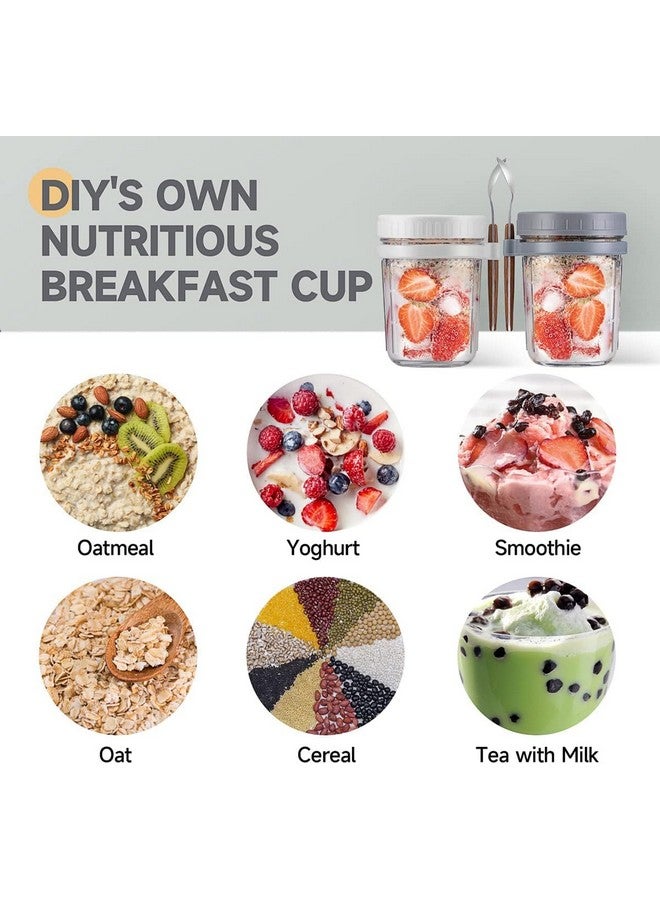 Ash & Roh Oats Glass Jars With Lids Breakfast Jars Overnight Oats Porridge Container Yoghurt Pots To Go With Lids Overnight Oats Jar For Overnight Oats Crunch Cup (Grey), 800 Ml, Blue-Green - Image 3