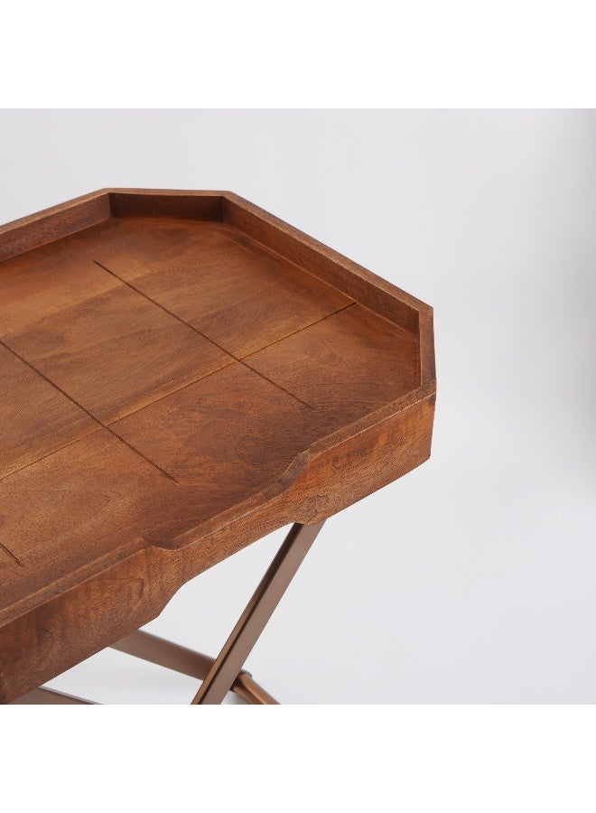Homez Butler Table With Wood Base And Steel Leg 68*45*57Cm - Image 3