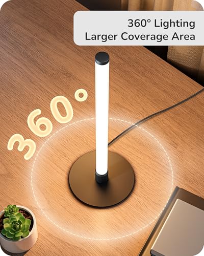 EDISHINE LED Table Lamp Modern Slim Bedside Lamp with 360 Illumination Stepless Dimming 3 Color Temperature Nightstand Lamp for Bedroom Living Room Black - Image 3
