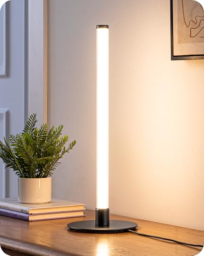 EDISHINE LED Table Lamp Modern Slim Bedside Lamp with 360 Illumination Stepless Dimming 3 Color Temperature Nightstand Lamp for Bedroom Living Room Black - Image 1