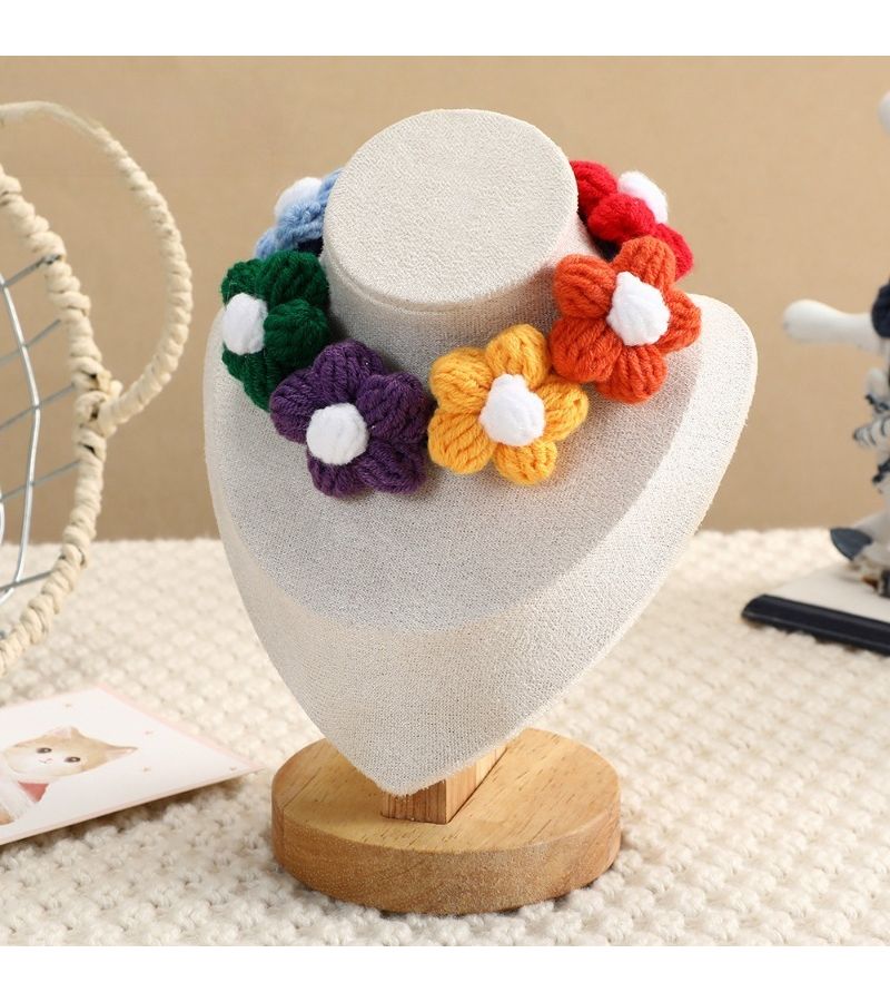 قطعة واحدة من وشاح الحيوانات الأليفة handmade النقي، طوق زهور ثلاثية الأبعاد واقعية ومشرقة باللونين الأصفر والأخضر الزاهيين، قابل للتعديل ومناسب للقطط والقطط البالغة والكلاب الصغيرة للارتداء اليومي، لإظهار اللطف والجاذبية. - Image 5
