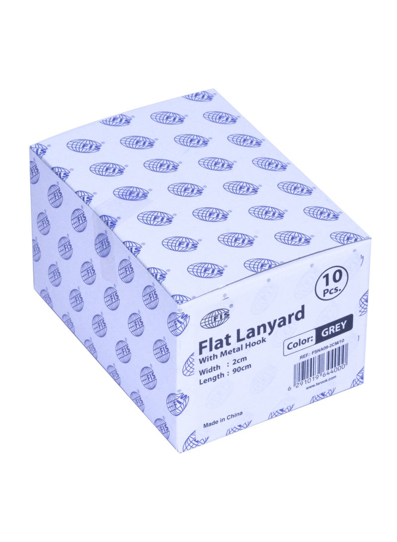 FIS حبل فلات رمادي 10 قطع مع خطاف معدني 2X90 سم - FSNA09-2CM/10 - Image 4