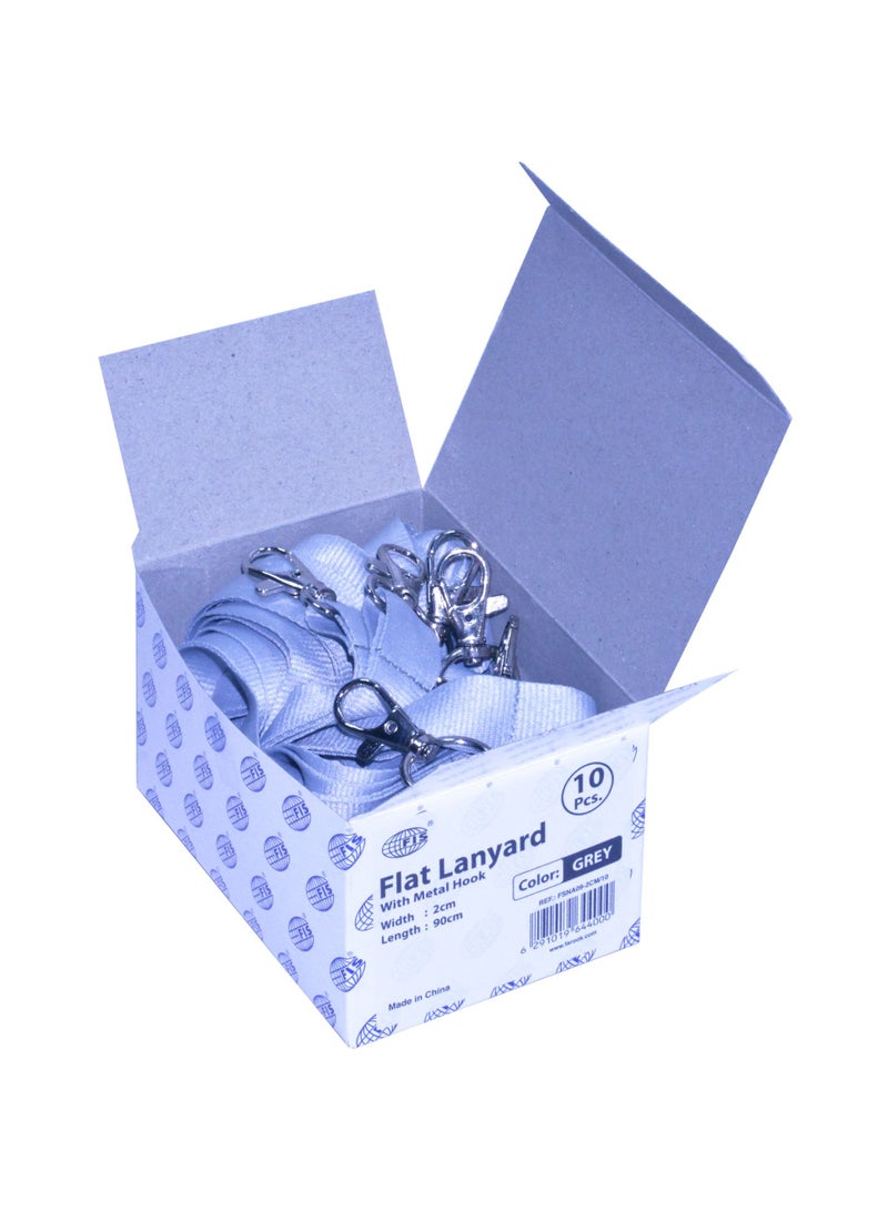 FIS حبل فلات رمادي 10 قطع مع خطاف معدني 2X90 سم - FSNA09-2CM/10 - Image 2