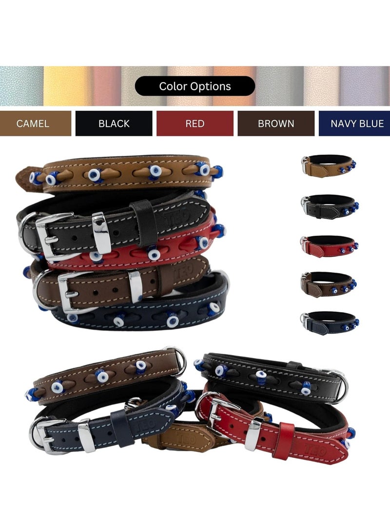Teo Premium Pet Supplies XS Leather Dog Neck Collar Adjustable Durable Pet Collars for Dogs With Breathable Heavy Duty Rust-Proof Dog Accessories Metal Buckle Camel - Image 4