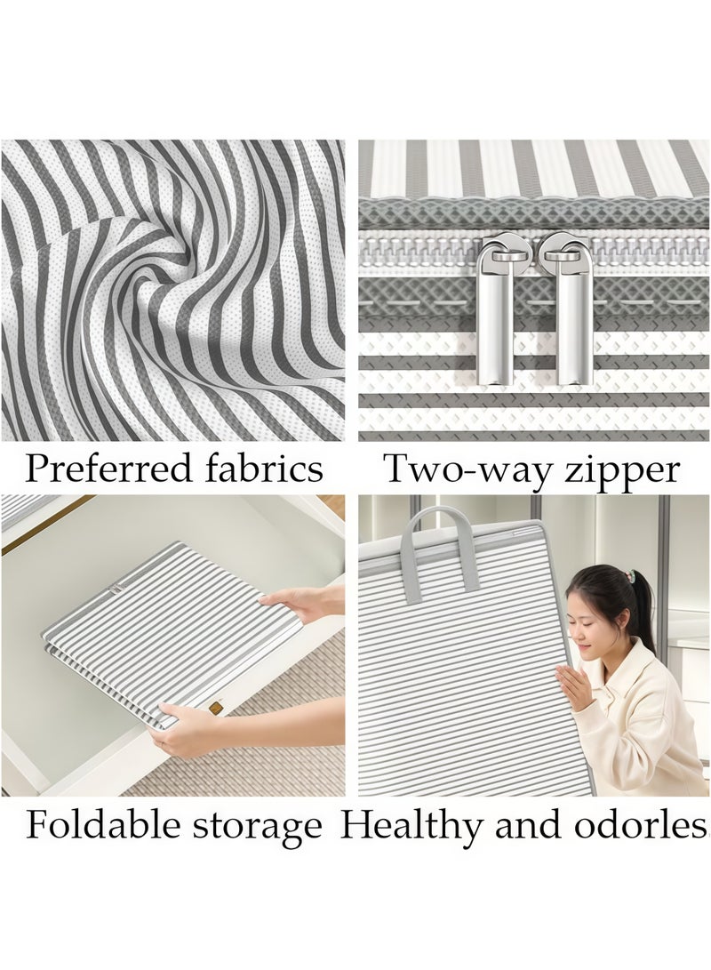 شو وو حقائب تخزين، صناديق تخزين ملابس، منظم تخزين كبير قابل للطي في الخزانة، حاويات تخزين سميكة بمقبض/سحاب متين للملابس، تخزين شديد التحمل بمقابض معززة، حقائب تخزين ملابس قابلة للطي، سلة ملابس موفرة للمساحة للسفر، مفتوحة من الأعلى، بطانيات، ألحفة، ملاءات سرير، وسائد (سعة 180 لترًا باللون الرمادي) - Image 3