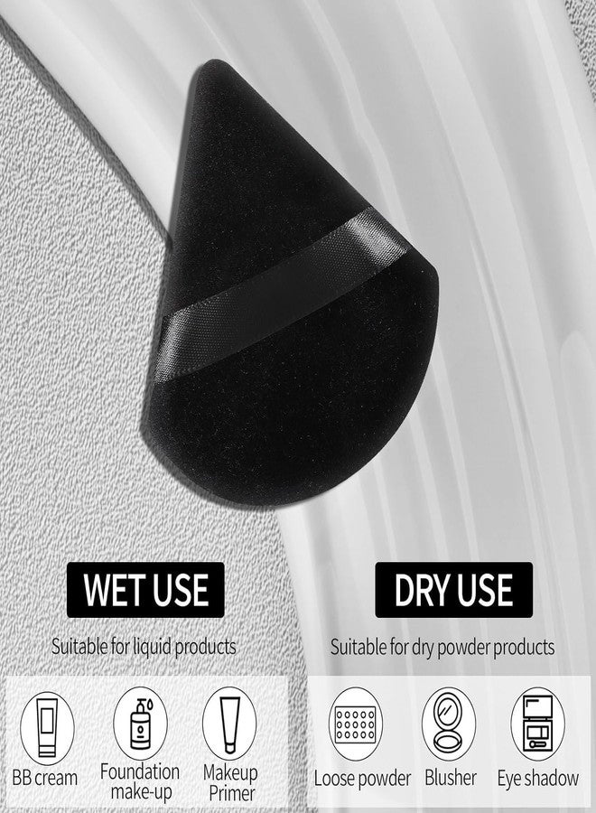 Rivtoxx Triangle Powder Puff Soft Makeup Puff Cosmetic Foundation Shape Velour Body Face Powder Puff with Strap Makeup Sponges for Contouring Loose Powder Eye Corner Beauty Makeup Tools (BLACK, 6, count) - Image 4
