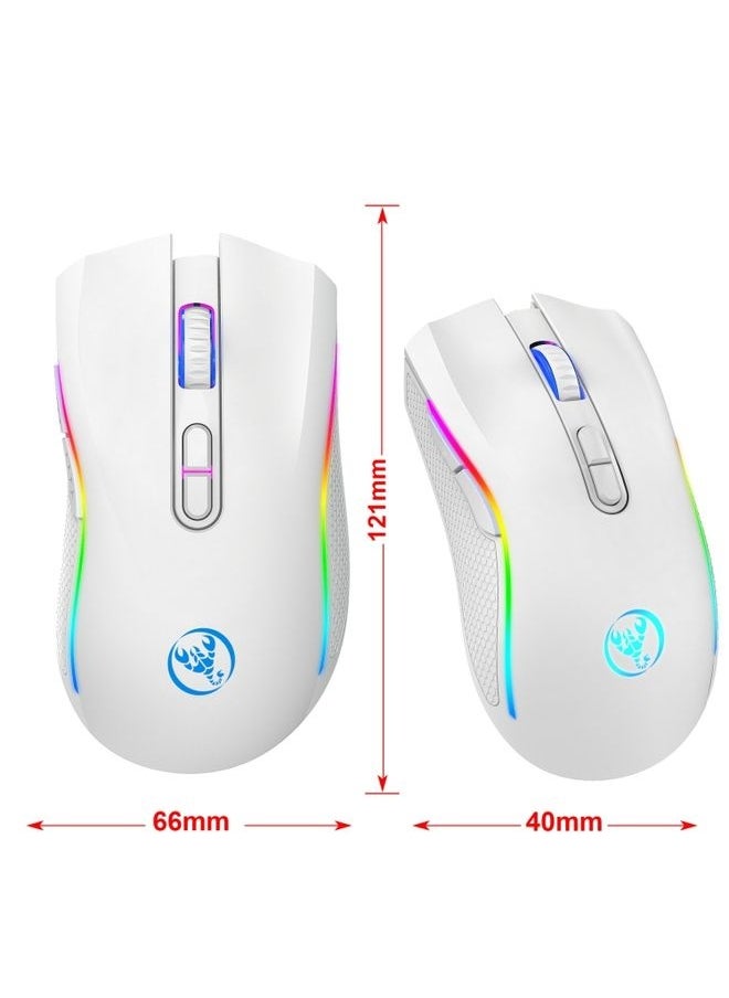 NIBEMINENT HXSJ T69 4800DPI RGB 2.4GHz Wireless Mouse(White)  - Image 2