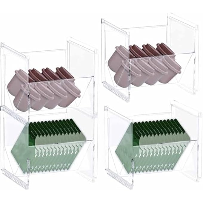 Tazweeq Tea Bag Storage Racks Transparent Stackable Tea Bag Racks Plastic Coffee Capsule Containers Suitable For Kitchens Offices And Bathrooms 4Piece Set - Image 1