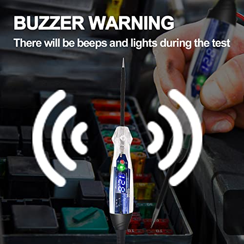 AWBLIN Upgraded Automotive Buzzer Test Light 4-60V DC Digital LED Circuit Tester, Heavy Duty Light Tester with Voltmeter, Auto Bidirectional Voltage Tester Electric Test Pen - Image 2