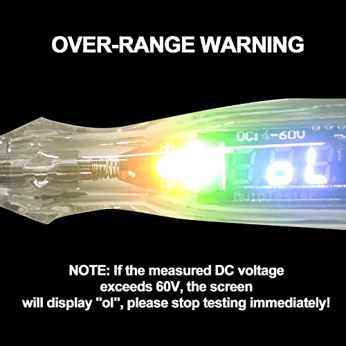 AWBLIN Upgraded Automotive Buzzer Test Light 4-60V DC Digital LED Circuit Tester, Heavy Duty Light Tester with Voltmeter, Auto Bidirectional Voltage Tester Electric Test Pen - Image 4