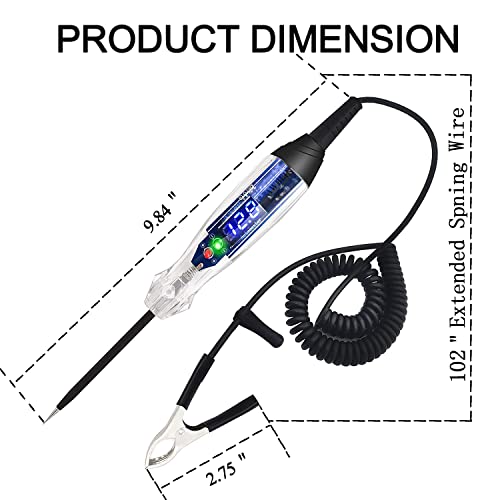 AWBLIN Upgraded Automotive Buzzer Test Light 4-60V DC Digital LED Circuit Tester, Heavy Duty Light Tester with Voltmeter, Auto Bidirectional Voltage Tester Electric Test Pen - Image 5