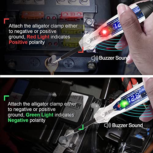 AWBLIN Upgraded Automotive Buzzer Test Light 4-60V DC Digital LED Circuit Tester, Heavy Duty Light Tester with Voltmeter, Auto Bidirectional Voltage Tester Electric Test Pen - Image 3