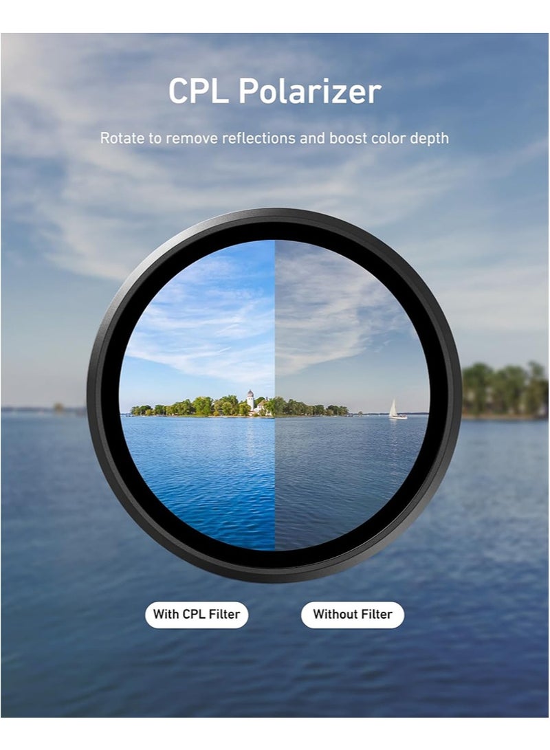 TELESIN CPL ND Filter Kit for DJI Osmo Action 6, 4 Pack CPL ND8 ND16 ND32 Action 6 Filter, Snap-On Neutral Density Polarising Filter, HD Optical Glass/Multi-Coated Filters Creator Combo Accessories - Image 2