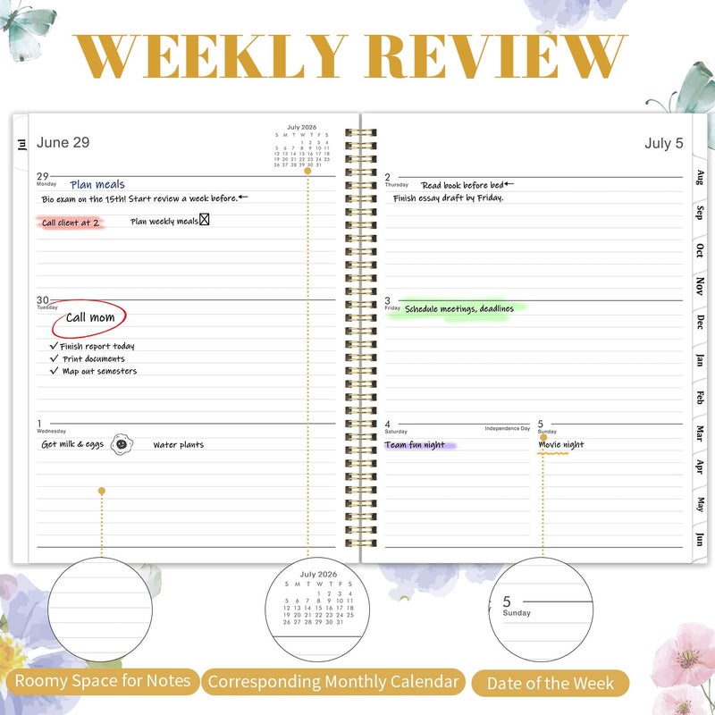 Artfan Planner 2026-2027 - Academic Planner 2026-2027, 8.5" x 11" Planner Weekly and Monthly, JULY 2026 to JUNE 2027, Calendar Planner with Monthly Tabs, Inner Pocket, Premium Paper, Twin-wire Binding - Image 4
