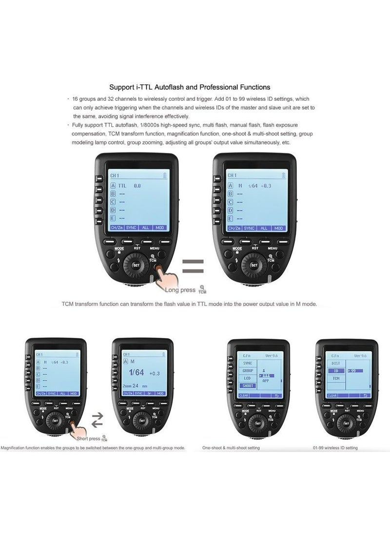 Godox - Godox XProII-N XProII N TTL Wireless Flash Trigger for Nikon, Support 1/8000s HSS, TTL Autoflash, Manual Flash, TCM Transform Function, 5 Delicated Group Button, Large LCD Display, Smart APP Control - Image 1