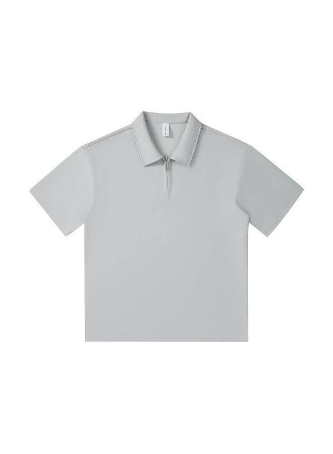 Half Zip Workwear Polo Shirt Short Sleeve Restaurant Coffee Shop Uniform Breathable Summer Casual Top  - Image 1