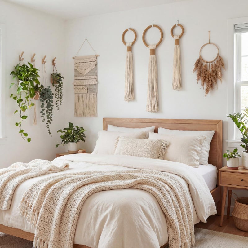 Tegeme 3-piece Macrame Wall Hanging Large Boho Wall Decor Set Extra Large Beige Boho Spherical Knot Tapestry with Long Fringe Handmade Cotton Yarn Art for Living Room Bedroom Nursery Dinning Room - Image 3