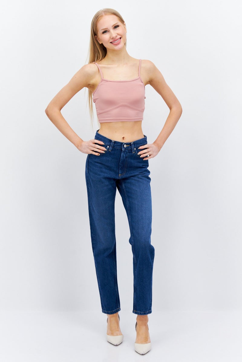Asos Design Women Slim Fit Washed Denim Jeans, Blue - Image 3