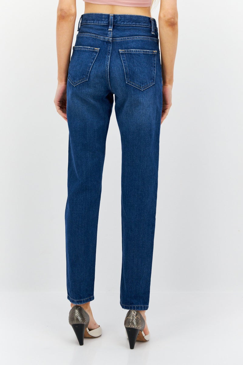 Asos Design Women Slim Fit Washed Denim Jeans, Blue - Image 2