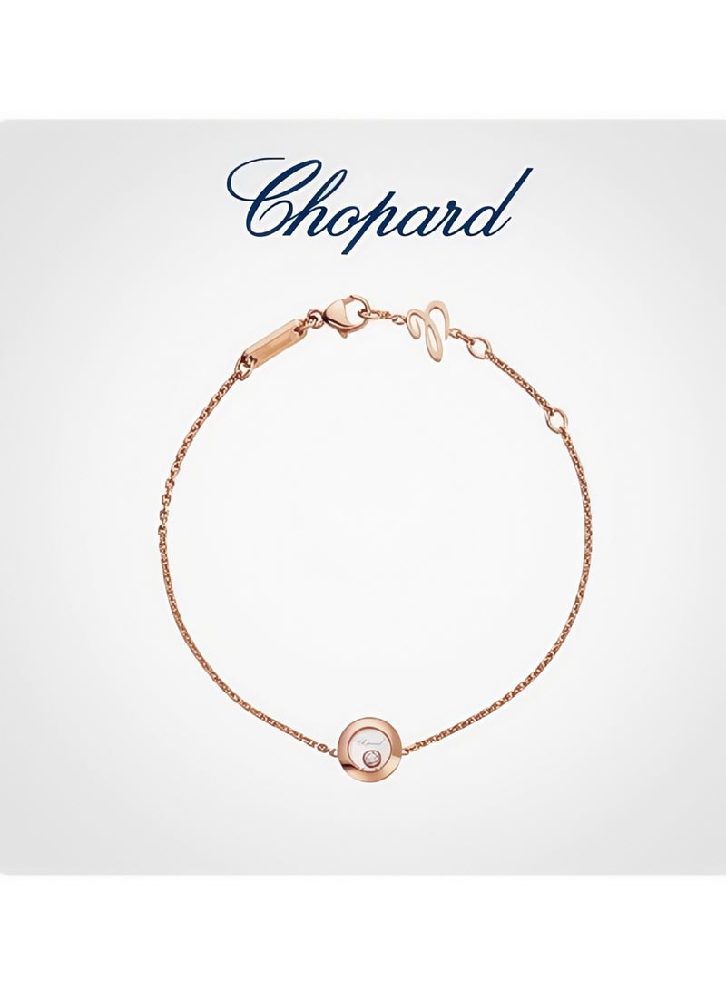 Chopard 18K Rose Gold Round Happy Diamond Bracelet Stacking Gift for Women - Image 1