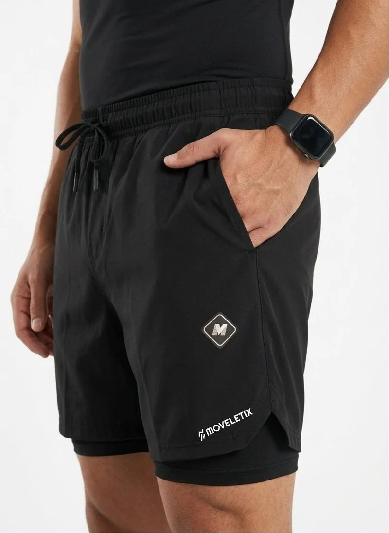 Moveletix Black Men's Training Shorts Black for Men | Best Price UAE