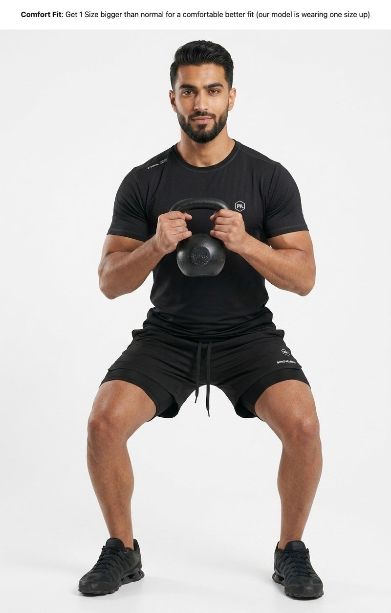 Moveletix Men's 2in1 Training Shorts Black - Image 3