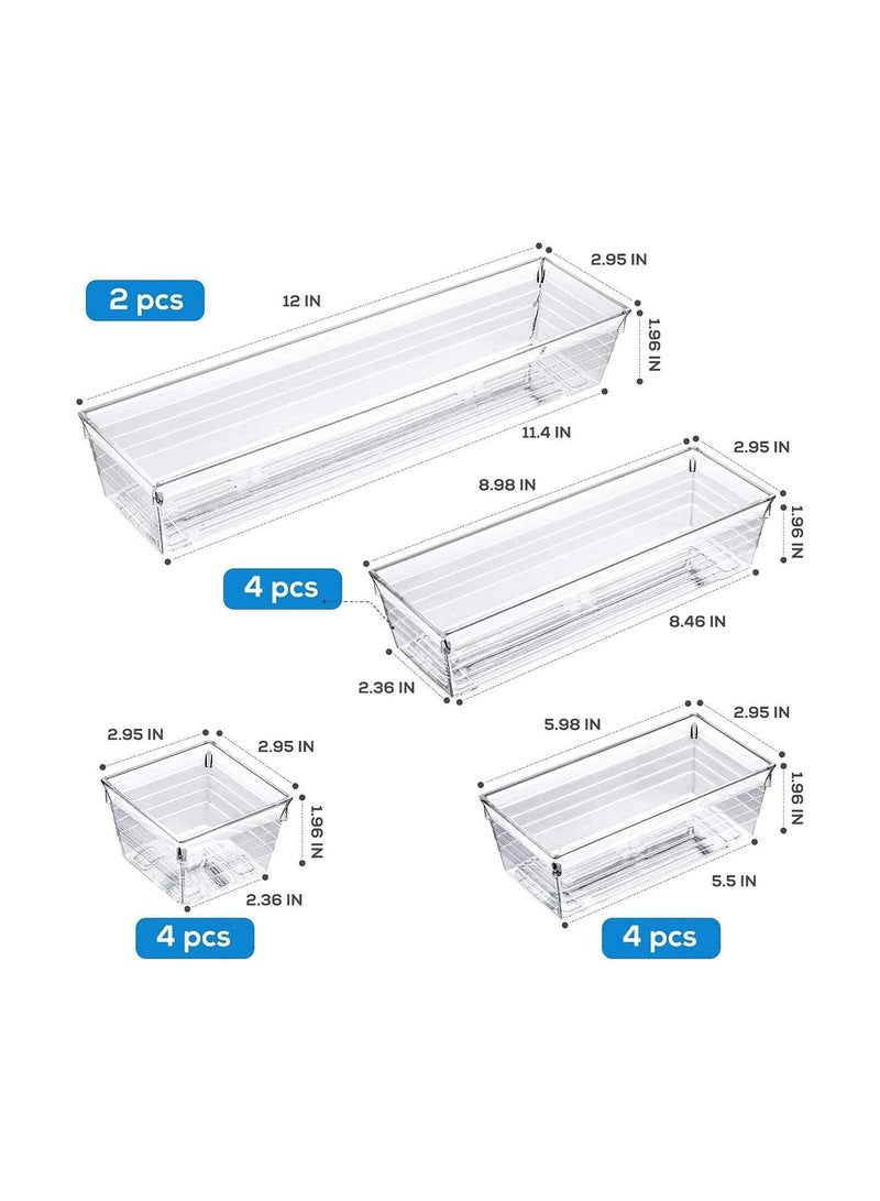 Swift 14 PCS Clear Plastic Drawer Organizer Tray for Makeup, Kitchen Utensils, Jewelries and Gadgets Storage Boxes - Image 2