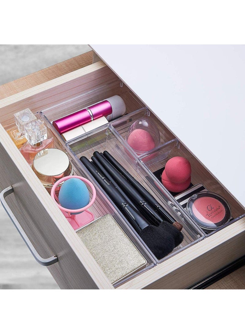 Swift 14 PCS Clear Plastic Drawer Organizer Tray for Makeup, Kitchen Utensils, Jewelries and Gadgets Storage Boxes - Image 4