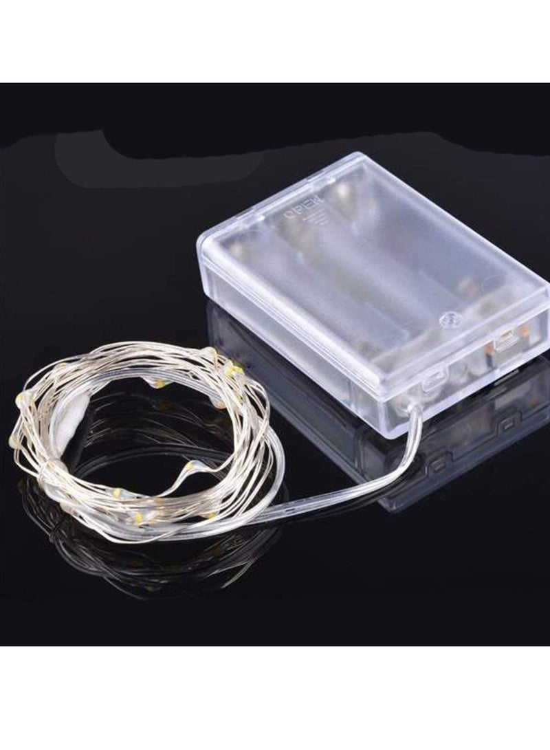 PAMEER Fairy String Lights 20ft 60 LEDs Warm White AA Battery Operated LED String Lights for Christmas EID Ramadan Diwali Wedding Birthday Party Home Decoration Waterproof Single Mode Box Button ON OFF  - Image 5