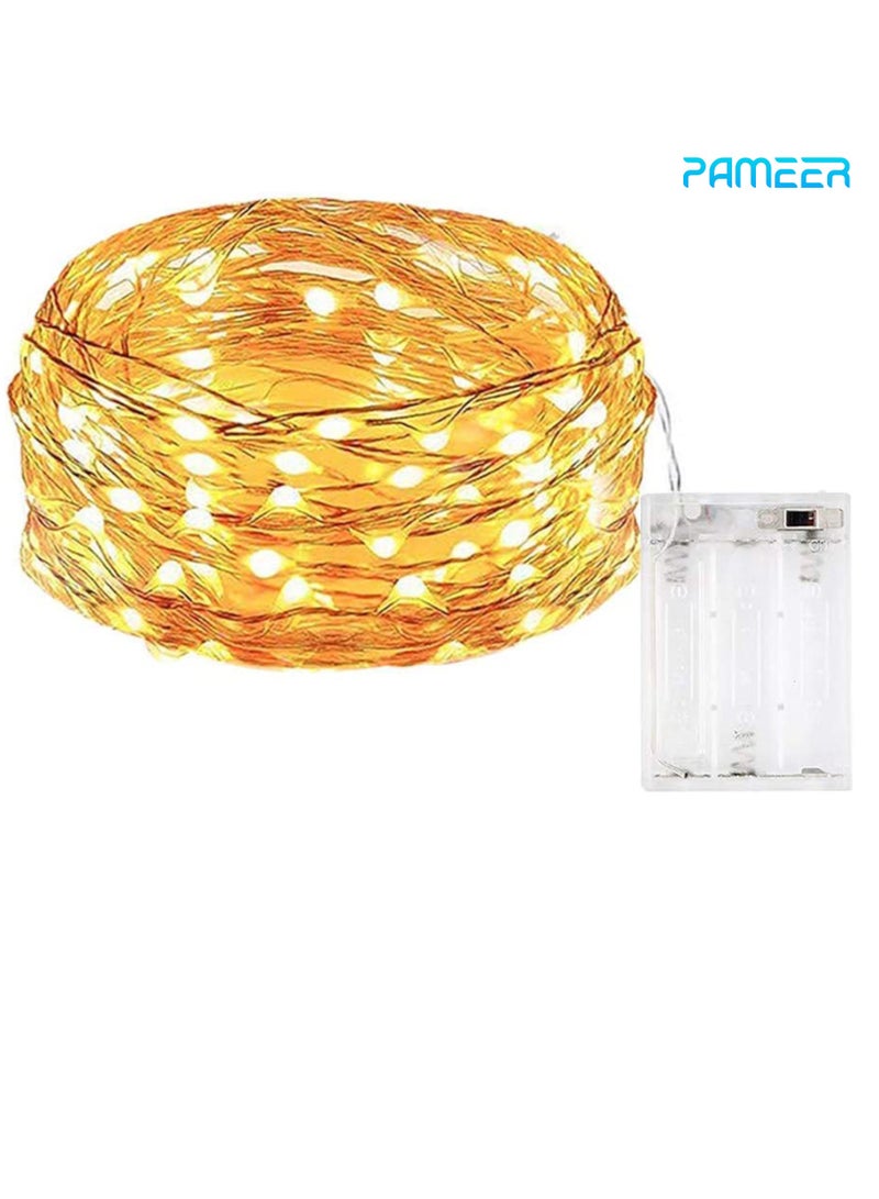 PAMEER Fairy String Lights 20ft 60 LEDs Warm White AA Battery Operated LED String Lights for Christmas EID Ramadan Diwali Wedding Birthday Party Home Decoration Waterproof Single Mode Box Button ON OFF  - Image 2