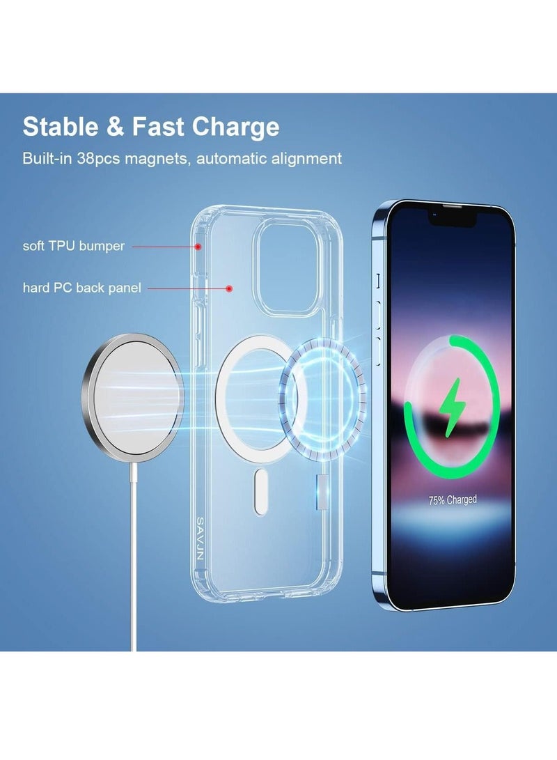 ELTRAZONE حافظة مغناطيسية لهاتف iPhone 13 Pro Max مقاس 6.7 بوصات مصنوعة من مادة TPU الشفافة مع غطاء كريستالي واقٍ مقاوم لامتصاص الصدمات ومقاوم للخدش - Image 4