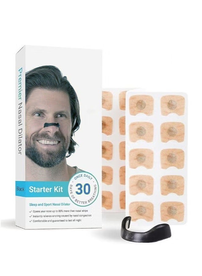 Generic Breathing Nasal Strip Starter Kit 30 Count, Reduce Snoring, Improve Sleep Quality, Sweat Resistant Nasal Strip, Skin Safe Nasal Strips, Black  - Image 1