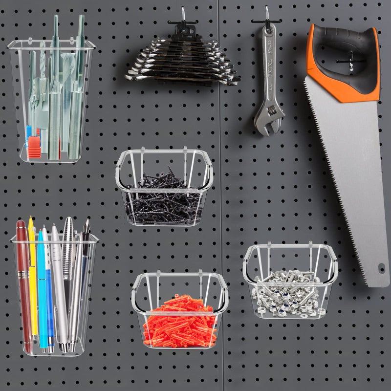 Daanxw 248PCS Pegboard Accessories Organizer Kit,1/8 and 1/4 inch Pegboard Hooks Assortment, Pegboard Bins, Metal Hooks for Hanging Storage (Transparent) - Image 5