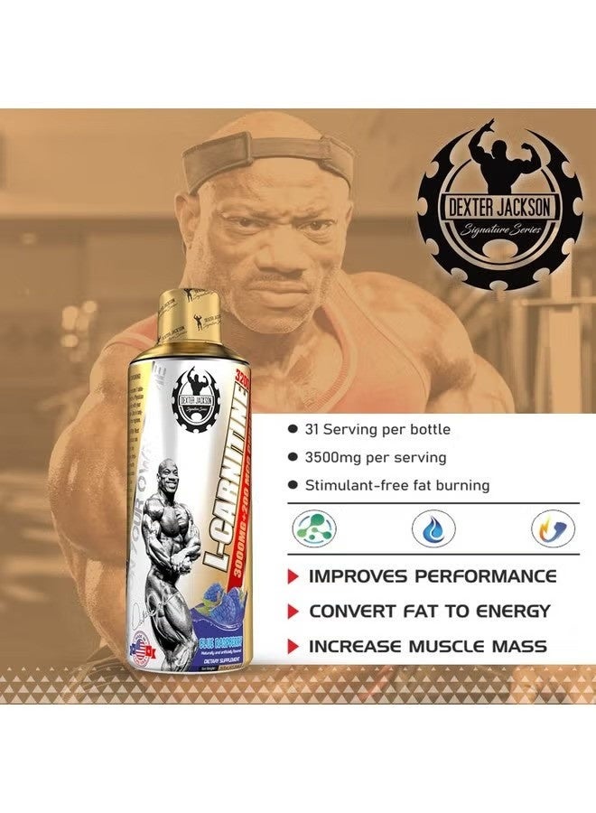 DEXTER JACKSON L-Carnitine 3000mg + 200mcg Chromium Blue Raspberry Flavor 473ml – Energy & Fat Metabolism Support - Image 3