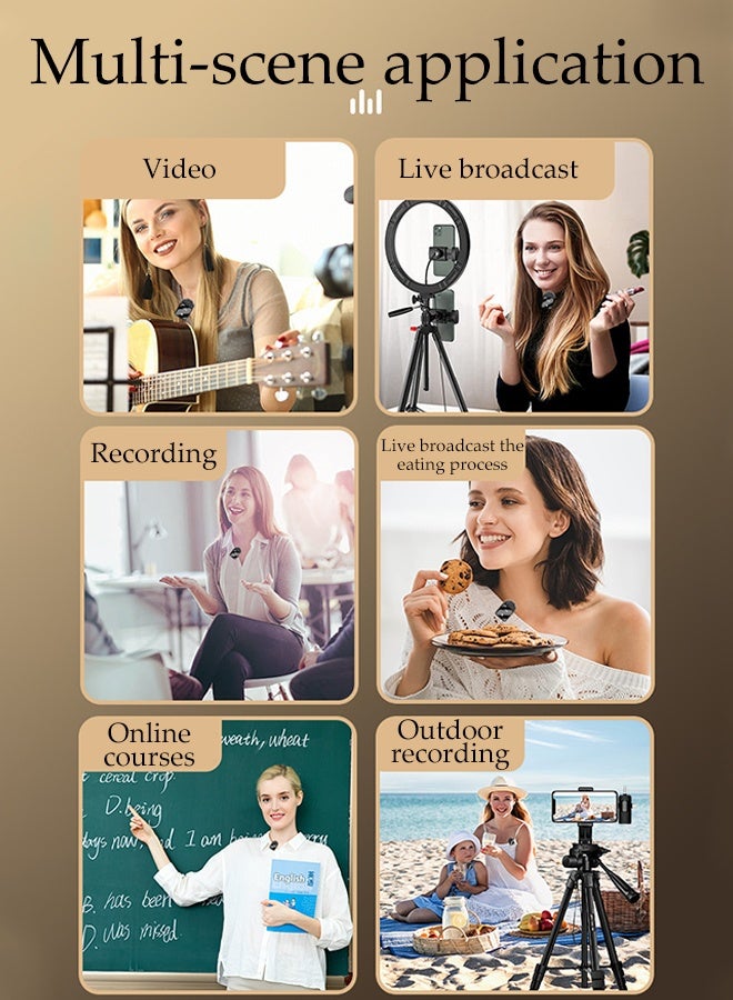 DUNISO 3 in 1 Port Wireless Lavalier Microphone Intelligent Noise-cancelling Mini Lavalier Microphone 360 Degree Omnidirectional Reception Clip-on Microphone for Video Recording TikTok YouTube Content Creators - Image 3