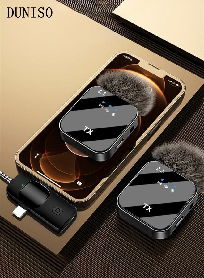 DUNISO 3 in 1 Port Wireless Lavalier Microphone Intelligent Noise-cancelling Mini Lavalier Microphone 360 Degree Omnidirectional Reception Clip-on Microphone for Video Recording TikTok YouTube Content Creators - Image 1
