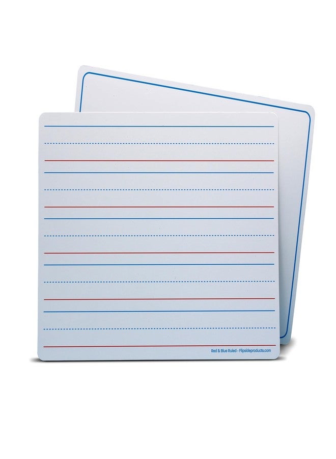 Flipside Products 9" x 12" Two-Sided Magnetic Red & Blue Ruled/Plain Dry Erase Learning Mat, Handwriting Practice, Education Learning, Lined, Economical - 24 Pack - Image 1