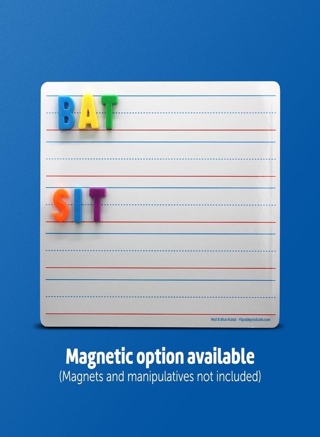 Flipside Products 9" x 12" Two-Sided Magnetic Red & Blue Ruled/Plain Dry Erase Learning Mat, Handwriting Practice, Education Learning, Lined, Economical - 24 Pack - Image 2