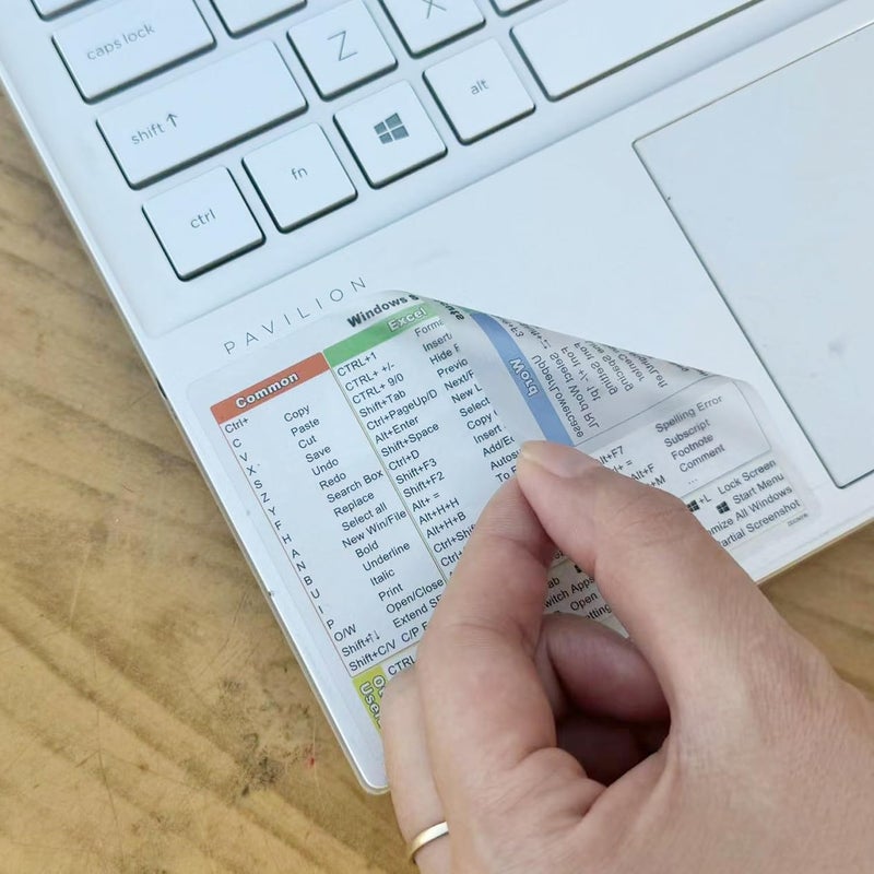 (2 ×) ملصق اختصارات Windows 11/10، ملصقات اختصارات لوحة المفاتيح لدليل مرجعي سريع لـ Microsoft Windows + Word/Excel، ملصقات اختصارات لوحة المفاتيح لأجهزة الكمبيوتر المحمولة التي تعمل بنظام Windows، لأي كمبيوتر شخصي أو محمول أو مكتبي - شفاف - Image 3