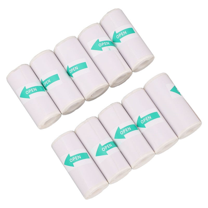 ورق PVC ذاتي اللصق للطباعة الحرارية 57×25 مم - طباعة واضحة بدون حبر - لفة ورق لاصق PVC لامع - 10 لفات للطابعات المحمولة - Image 2